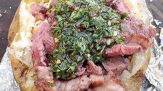 Steak loaded baked potatoes