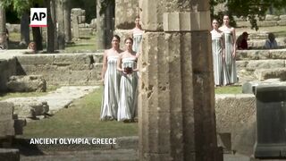 Rehearsal of 2024 Paris Olympics lighting ceremony at Ancient Olympia.