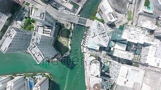 Residential towers surrounded by water
