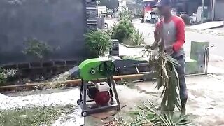 trial of the grass and twig chopper machine