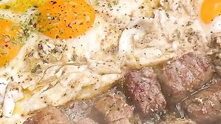 Steak bites and eggs delicious