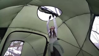 OverNight tent life Camping alone in a winter cozie tent