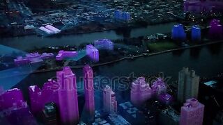 Aerial view of the East River and Roosevelt Island