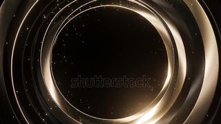 circle geometric luxury gold black with particles glowing background, 4k resolution, spin object.