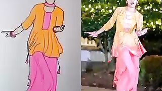 Gulabi sharara Artist Version????. Original video by@nainikathanaya #sudipto_arts