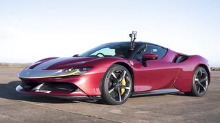 Tesla Model X PLAID v Ferrari SF90 v Lambo SVJ: DRAG RACE