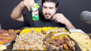 ASMR_ EATING WHITE MUTTON CURRY+SPICY MUTTON TIKKA+CHICKEN TIKKA+CHICKEN SEEKH KABAB+MASALA RICE