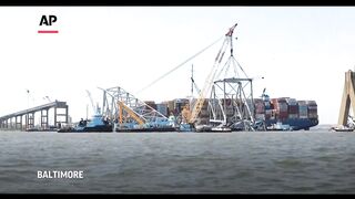 Salvage crews race against the clock to remove massive chunks of fallen Baltimore bridge.