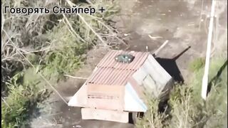Russian tank with a roof on it to protect against drone strikes