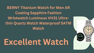 BERNY Titanium Watch for Men AR Coating Sapphire Fashion Wristwatch Luminous VH31 Ultra-thin Quartz Watch