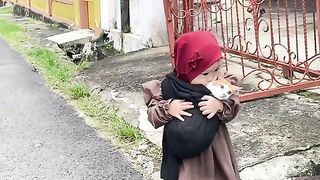 Cute little girl with they baby ????