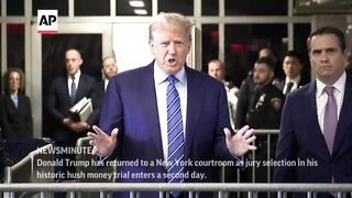Day 2 of Trump hush money trial, Israeli airstrikes hit refugee camp _ AP Top Stories.