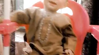Baby on his first ride enjoyment on Peak