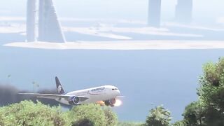 Boeing 777 engine caught fire and forced landing at the beach