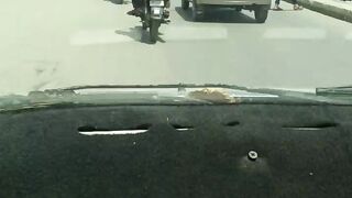 Busy traffic in car driving