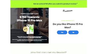 Rewards US - Product Reviewer - iPhone 15 Pro Max Bonus $750 
