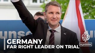 German far-right politician on trial for alleged use of banned Nazi slogan