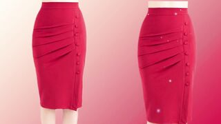 Front pleated skirt pattern cutting and stitching