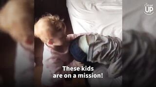 Mom Has To Stop Herself From Laughing As She Films Toddlers On A Mission