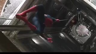 spider-men saving their girlfriend from falling