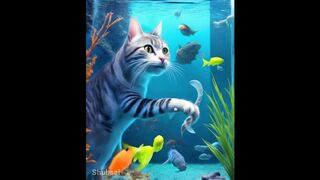 Cute Cat Catching Fish #cute #cat #pet #Animal