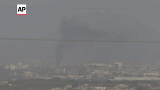 Smoke seen on the Gaza skyline from southern Israel.