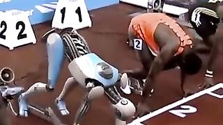 Prototype Ai Robot beating the humans in the track event ????