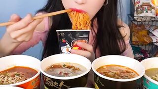 ASMR spicy foods,fire cup noodles mukbang,chinese eating food mukbang