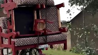 Transportation of furniture by bicycle