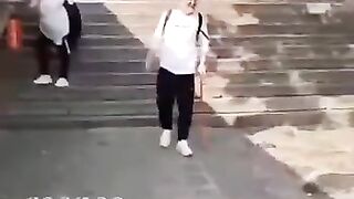 Taishan in China.There are 7,200 steps, and it takes 4 to 6 hours to reach the top. Ignore the music