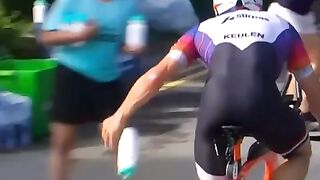 It was intentional. He was keeping the people from behind him getting any water.
