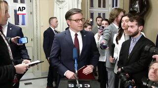 Mike Johnson reacts to the House vote on aid for Ukraine and Israel.