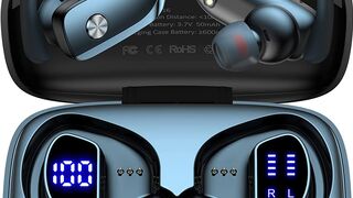 Wireless Earbuds Bluetooth Headphones 48hrs Play Back Sport Earphones with LED Display Over-Ear Buds with Earhooks Built-in Mic
