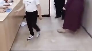 Elementary kids screaming for their lives when they're about to get a health vaccine in iraq