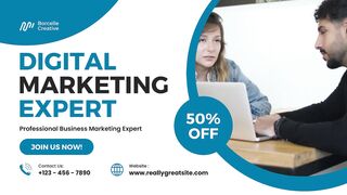 Blue White Modern Bold Digital Marketing Expert Video