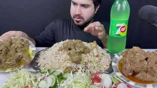 ASMR; Eating White Mutton Curry+Chicken Curry+Fried Rice+Salad+Drink __ Real Mukbang(No Talking)