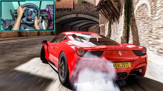 _600HP Ferrari 458 Italia Drift Madness - Forza Horizon 5 Wheel Gameplay!_