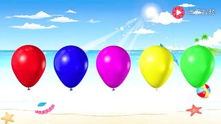 the steel needle pops the colorful balloons to change the colors of dinosaurs