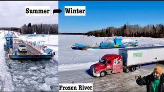 Driving Truck on Frozen River | ICE ROAD TRUCKING in Canada