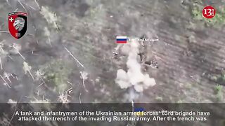 A large number of Russian soldiers leave their "nest" and flee after a Ukrainian tank attack