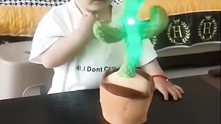 Babies first time seeing TALKING and DANCING Cactus