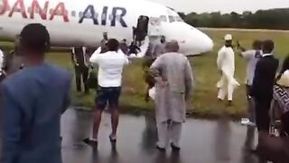 Dana Air aircraft with 83 onboard skids off Lagos airport runway
