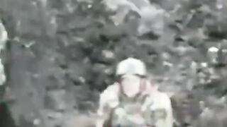 Russian soldier surrenders to Ukrainian drone outside Bakhmut.