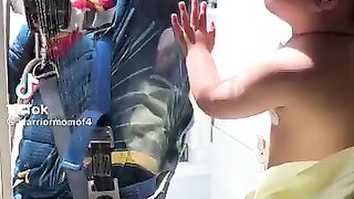 Superman window washer at children’s hospital entertains adorable patient