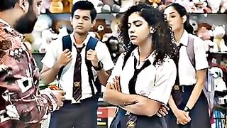 School girl and shopkeeper fight