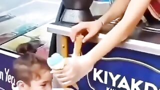 My kids had a blast with this turkish icecream guys.   This kid looks like he gave up on life from the start of the video.
