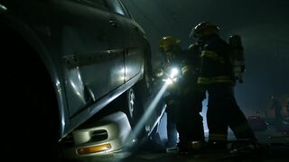 Car accident inside a tunnel with rescue team in action - adalinetv