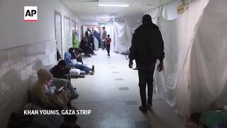 Dozens live in packed corridors of European hospital in Khan Younis.