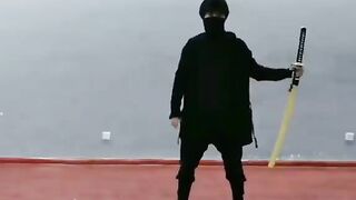 Ninja skills! He is the fastest swordsman!