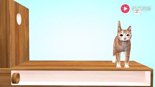English puzzle animation, colorful football dyes cute cats different colors
